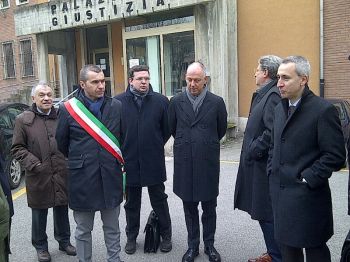 Un momento della conferenza stampa a Tortona