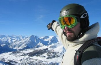 Paolo Babrieri pronto a scendere in snowbord