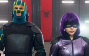 I due attori principali nelle vesti di Kick Ass e Hit Girl 