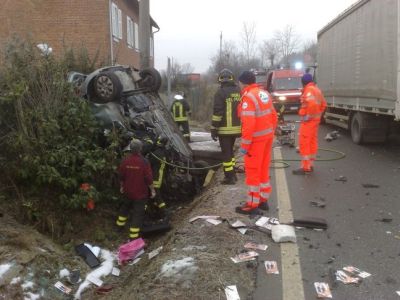 Un immagine dell'incidente avvenuto a Masio 