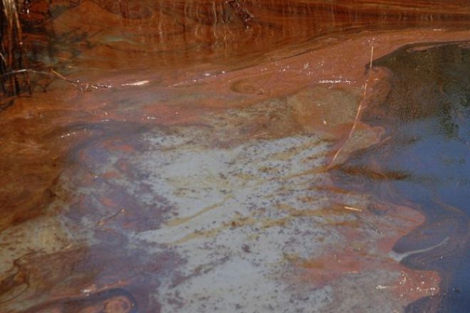 Un caso di inquinamento dell'olio in acqua