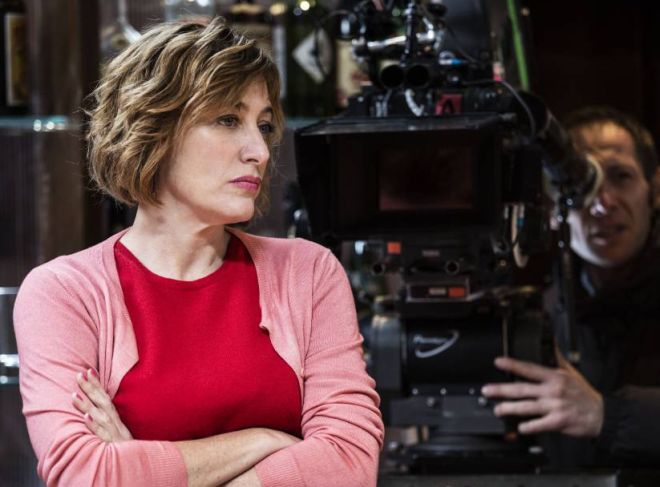 Valeria Bruni Tedeschi durante una ripresa del film