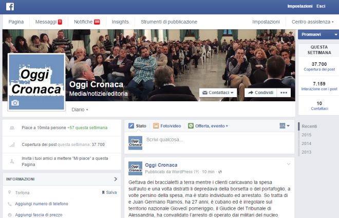 La nostra pagina Facebook ha raggiunto 10mila Like proprio mentre compie 5 anni
