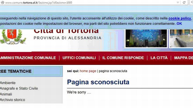 Il Comune di Tortona le indagini di mercato ai giornali e il sito che fa cilecca…..