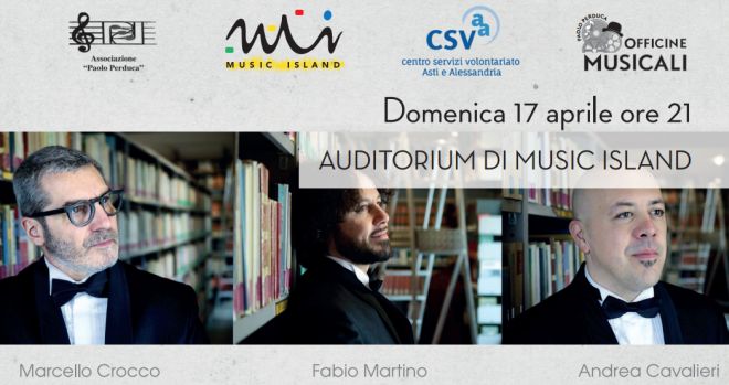Tre musicisti in concerto di beneficienza a Music Island
