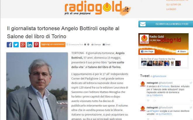 Un grazie a Radiogold, Alessandriamagazine e diAlessandria per la visibilità al Salone del libro