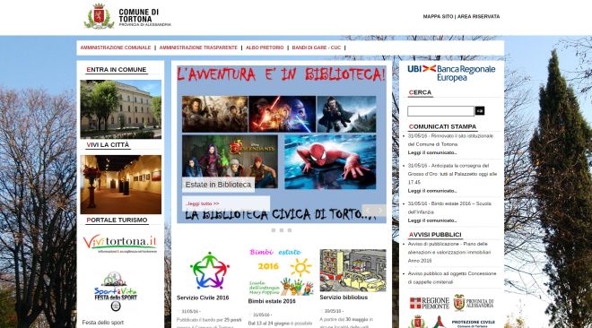 Nuovo sito internet per il Comune di Tortona