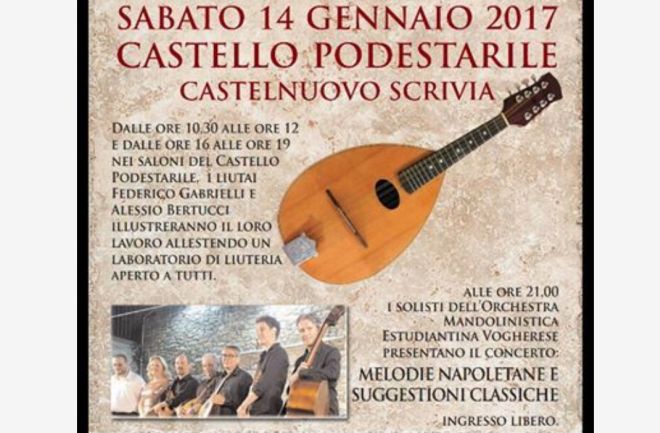 Sabato a Castelnuovo Scrivia di giorno un laboratorio di mandolino e alla sera il concerto. Tutto Gratis