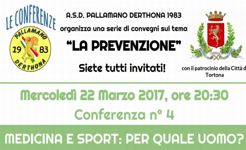 Mercoledì a Tortona si parla di sport e medicina con la Derthona pallamano