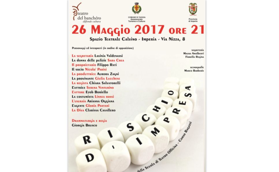 Allo spazio Calvino di Imperia il Gruppo Ragazzi di Taggia presenta “Rischio d’impresa” commedia gratis per tutti