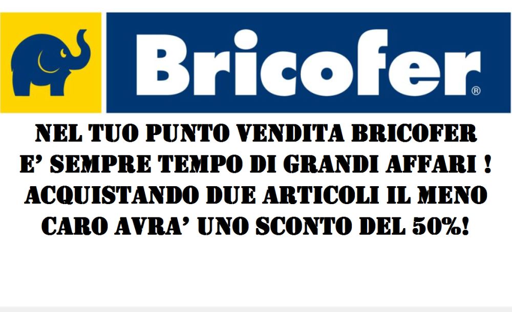 Solo in questo week end da Bricofer a Tortona il secondo articolo lo paghi la metà