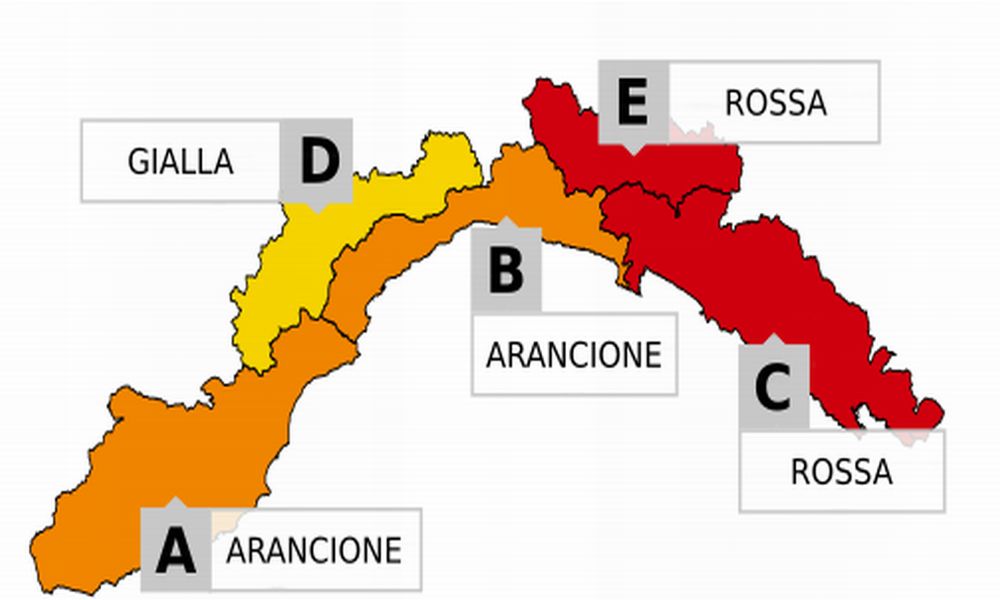 L’Arpal ha aggiornato l’allerta piogge per lunedì: da giallo ad Arancione in tutta la provincia di Imperia