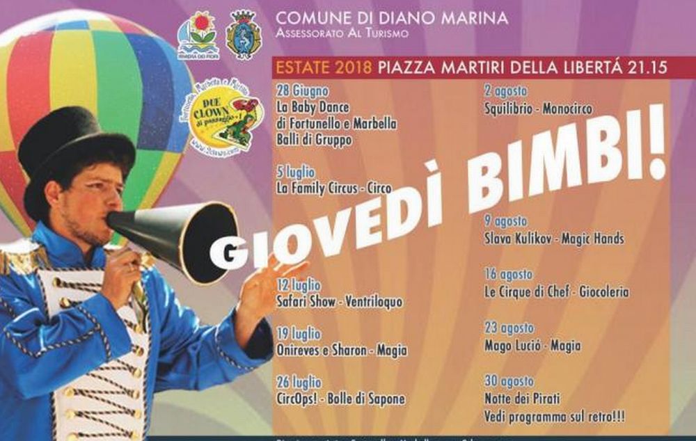 Prende il via a Diano Marina “Giovedì bimbi” dieci appuntamenti settimanali riservati ai bambini