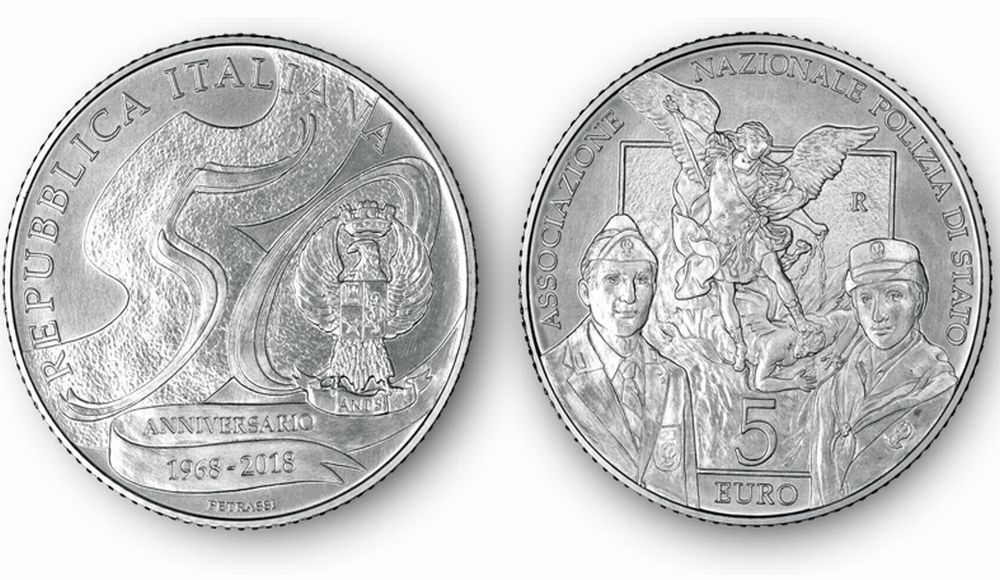 Una moneta d’argento da 5 euro dedicata alla Polizia di Stato