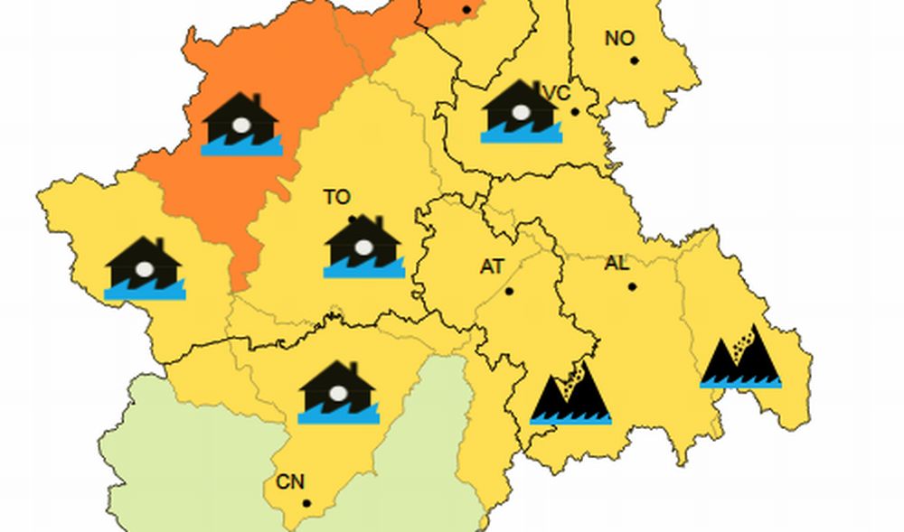 Allerta gialla piogge in provincia di Alessandria