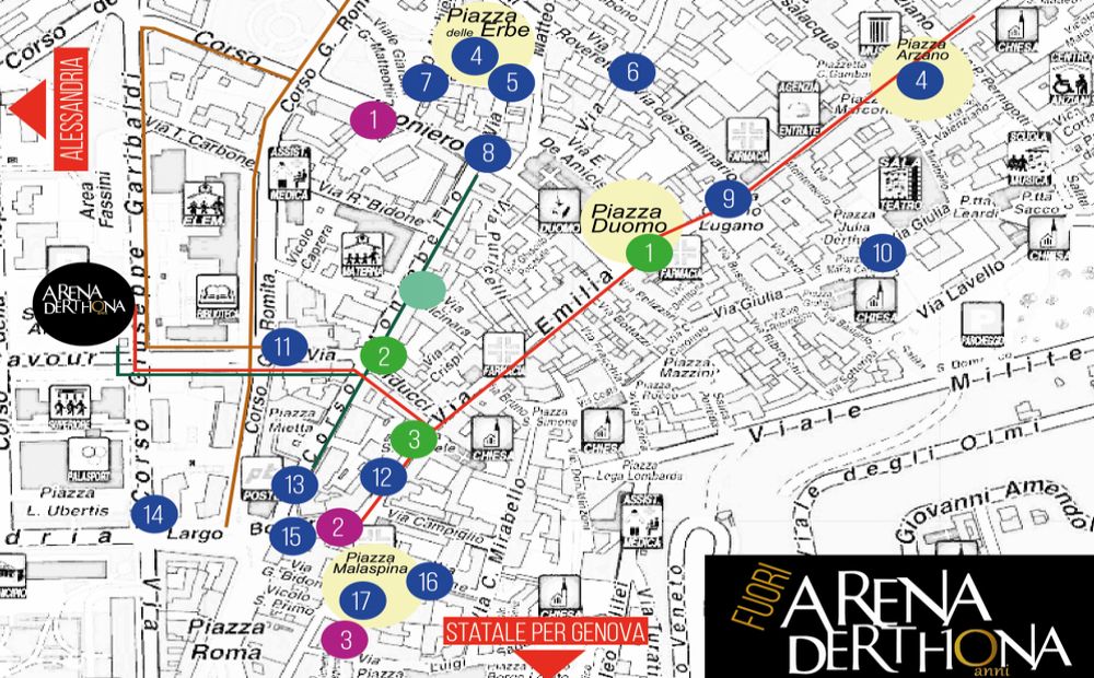 24 locali di Tortona “Arena Derthona” in un percorso
