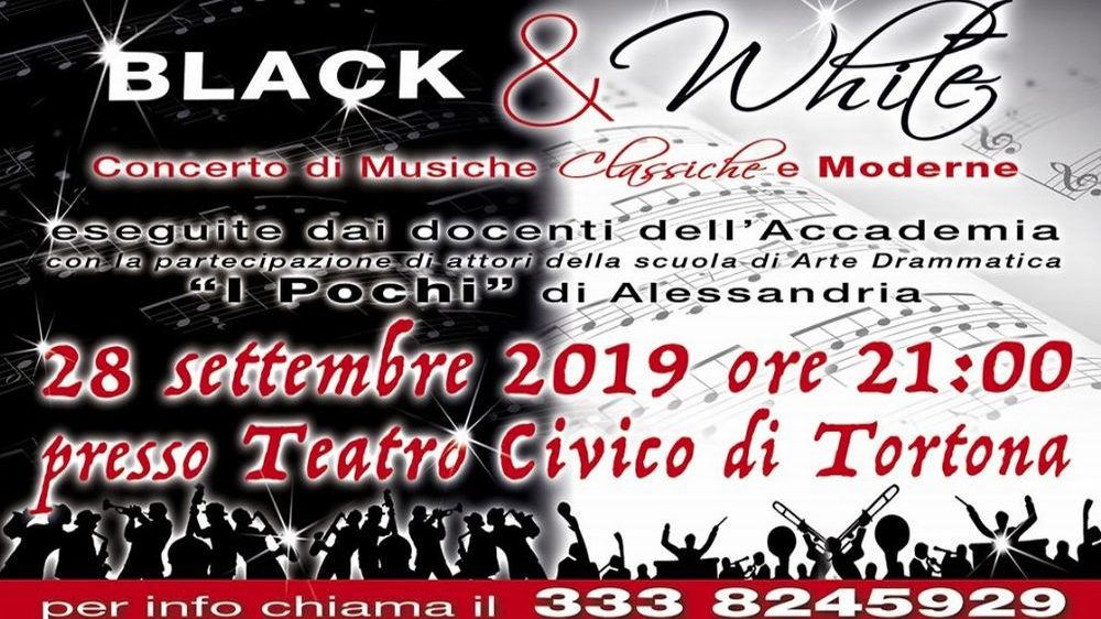 Sabato a Tortona un concerto per beneficenza dal titolo “Black & White”