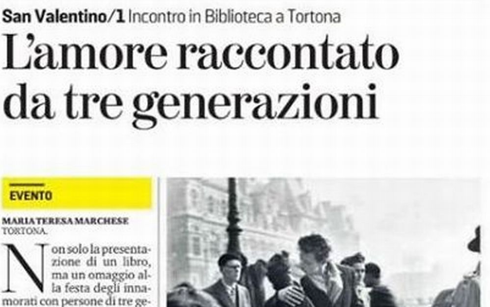 Grande risalto del quotidiano “La Stampa” all’evento sull’amore voluto dal nostro Direttore in programma a San Valentino