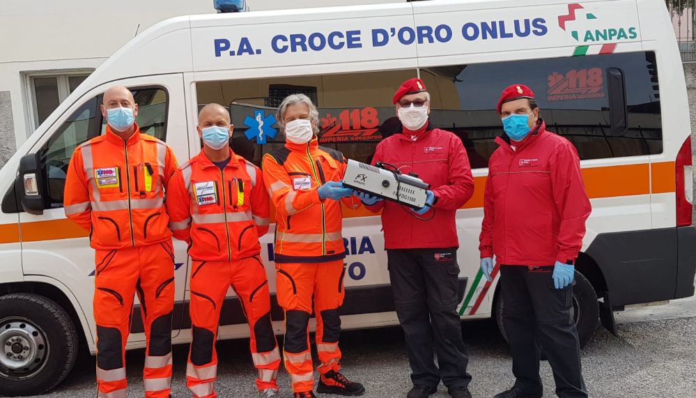 Il Gruppo di Sanremo del Corpo Italiano di Soccorso dell’Ordine di Malta (CISOM) dona un sanificatore alla Croce d’Oro di Cervo