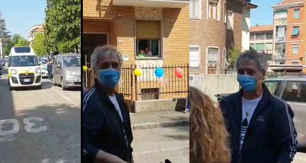 Tripudio e sirene per Carlo Russo primo Vigile di Tortona malato di Covid, ora  guarito e rientrato a casa