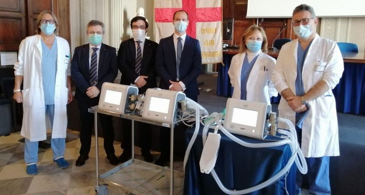 All’ospedalee di Alessandria tre nuovi ventilatori grazie a Rotary