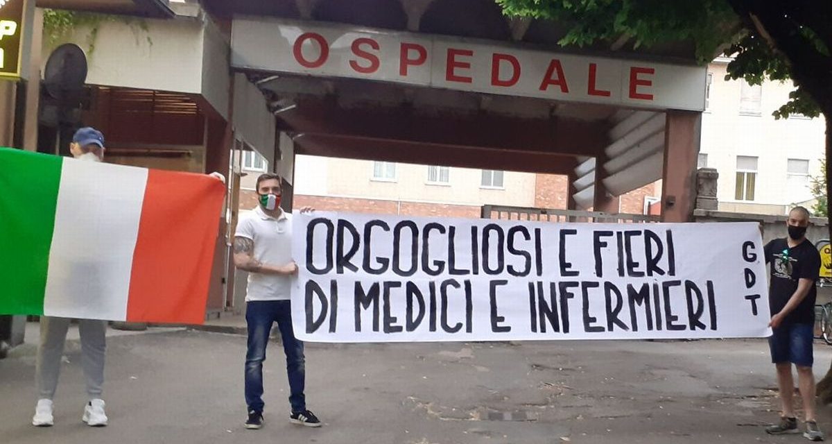 Un gruppo di tifosi del Derthona ringrazia così i sanitari dell’ospedale di Tortona per il lavoro che svolgono