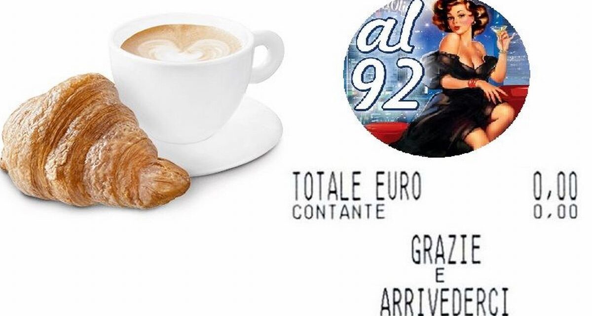 Martedì ad Alessandria il bar “AL ’92” offre la colazione gratis a commercianti e clienti come gesto di buona ripartenza