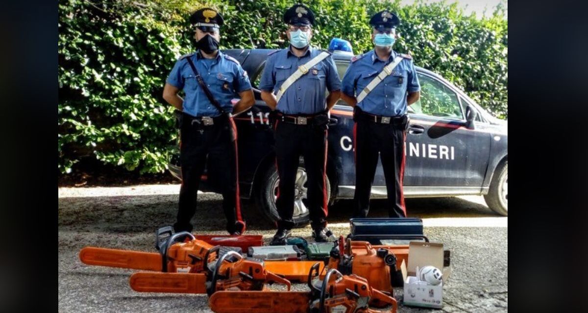 Le immagini dell’intervento dei Carabinieri di Volpedo per la vicenda delle motoseghe