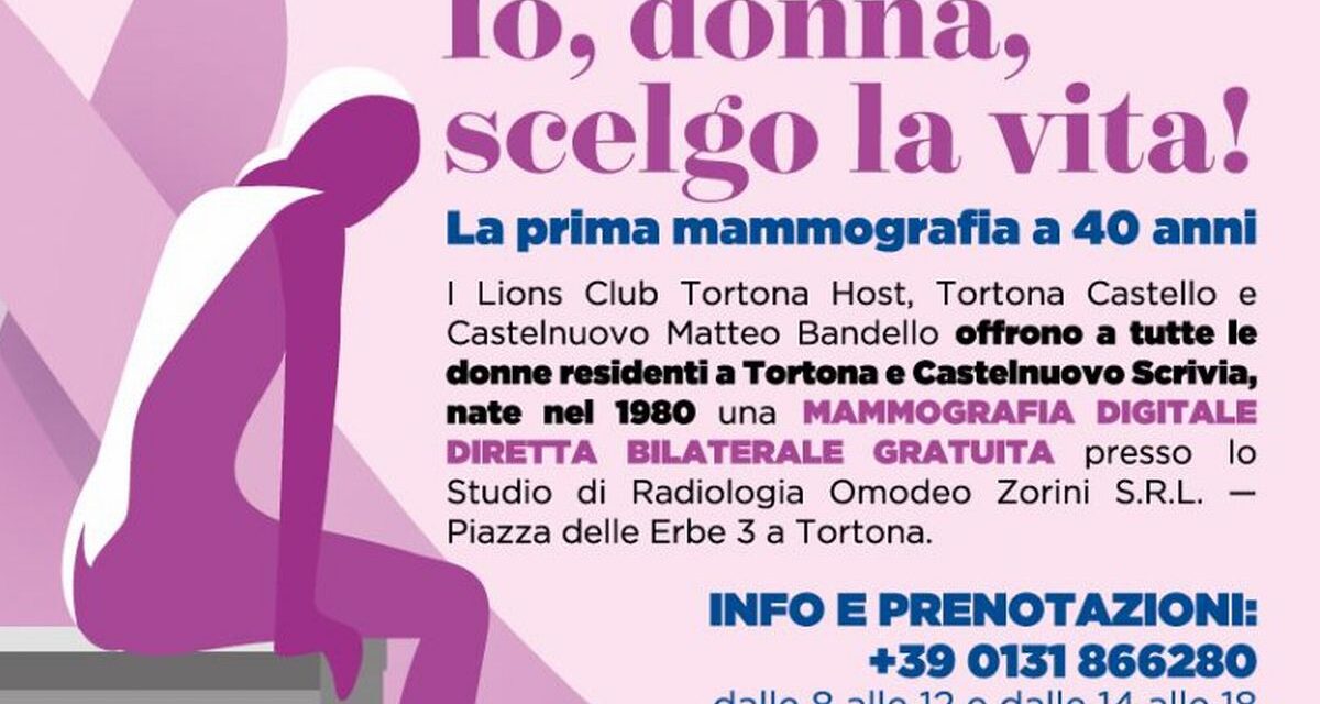 Al via la campagna di sensibilizzazione per la prevenzione precoce del tumore al seno varata dai Lions del Tortonese