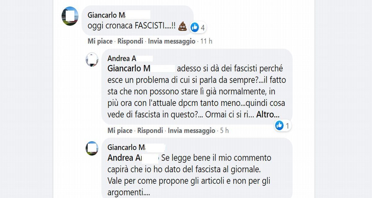 Ci ha dato dei fasciti dicendoci che siamo delle merde. Non lo denunciamo ma lo banniamo