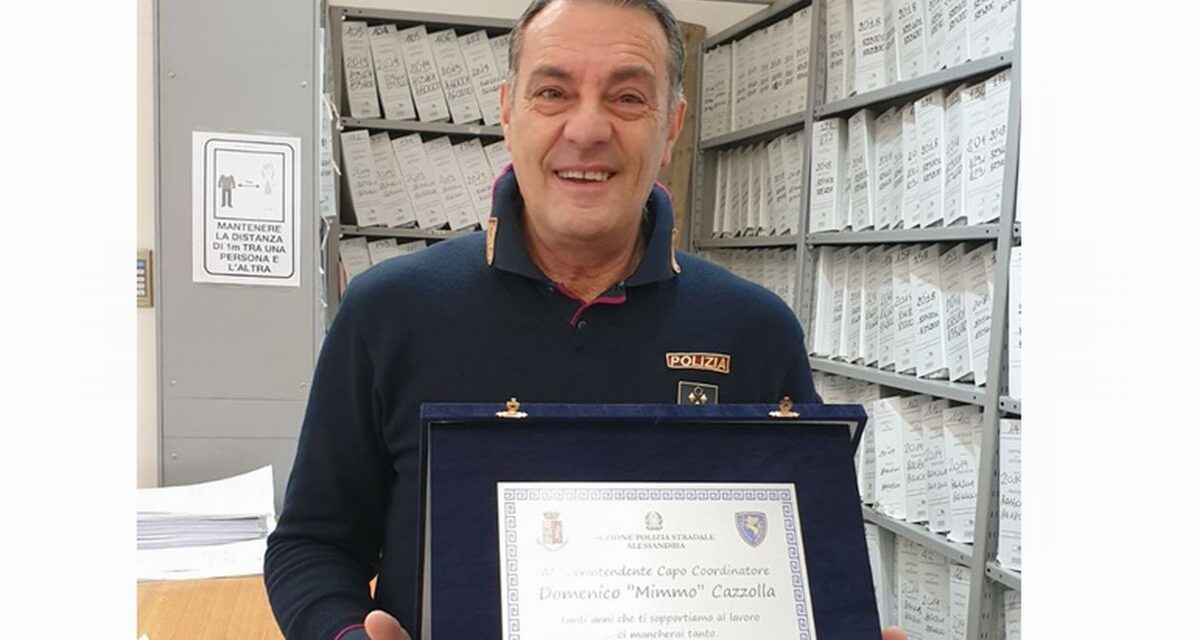 “Mimmo” dopo 38 anni di servizio lascia la polizia stradale alessandrina per la meritata pensione