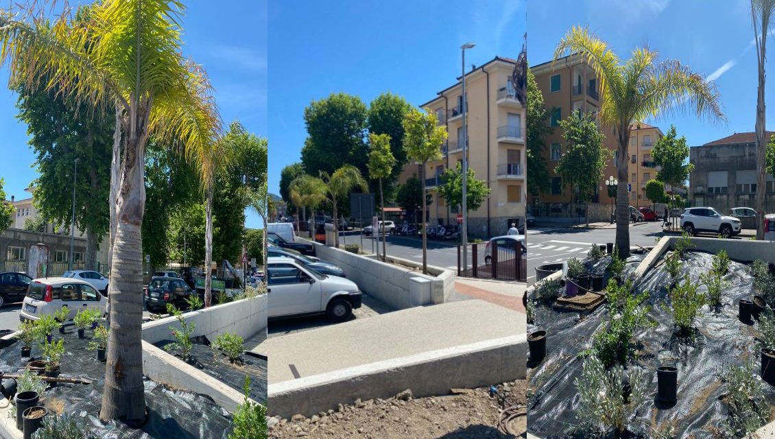 A Diano Marina completata la piantumazione relativa al primo lotto di parcheggi lungo l’ex sedime ferroviario
