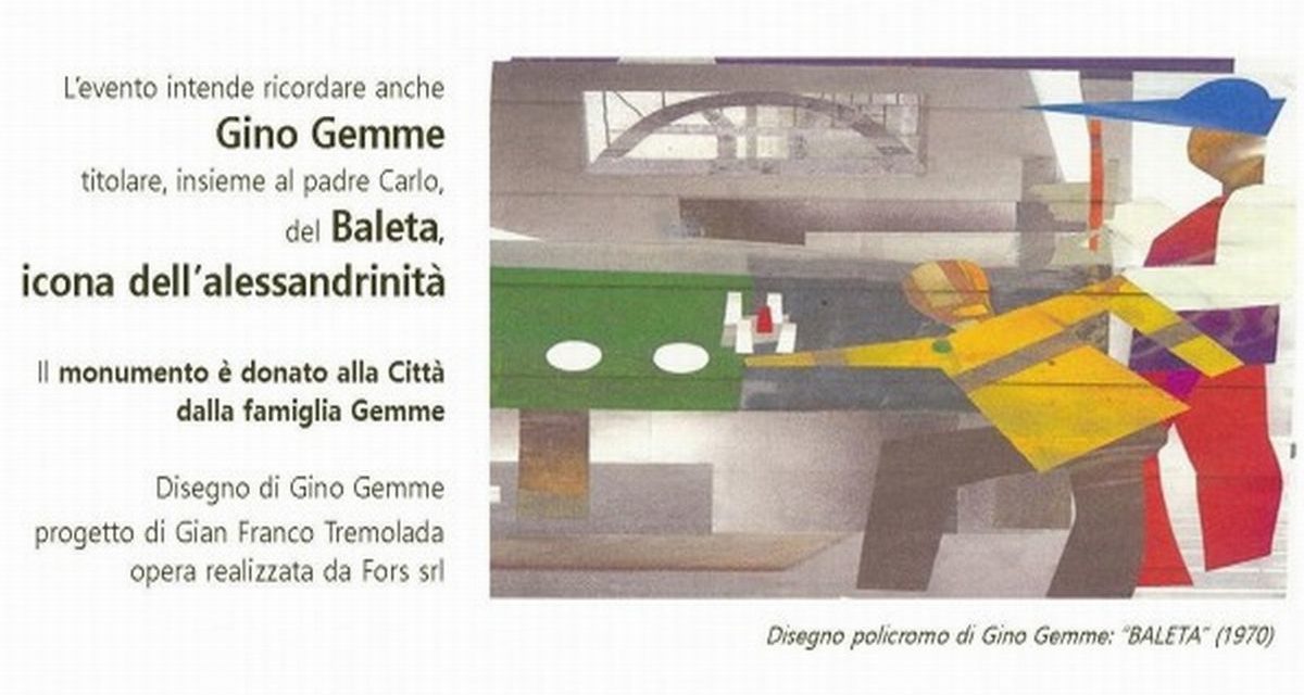 Sabato ad Alessandria lo scoprimento del monumento “Baleta, 1929” in ricordo dello storico locale