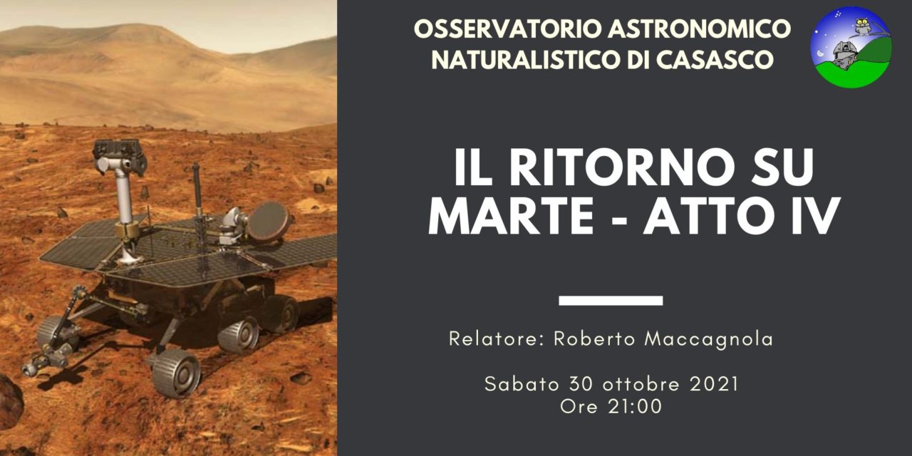 Sabato all’Osservatorio di Casasco si parla di Marte