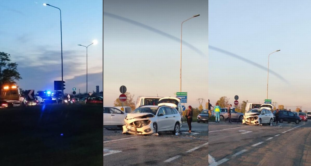 Schianto alla periferia di Pontecurone tra furgone e auto. Le immagini