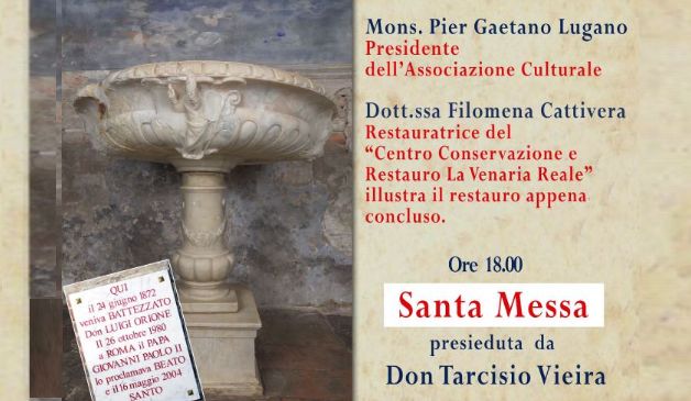 Pontecurone presenta il fonte battesimale di Don Orione restaurato