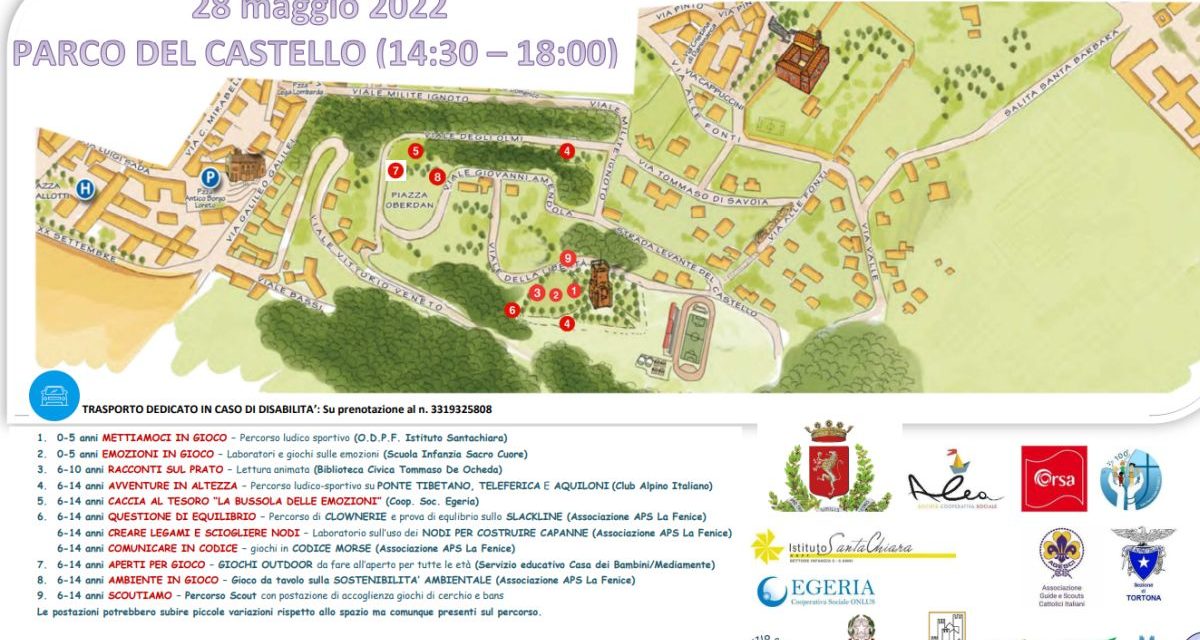 Sabato al Parco del Castello di  Tortona c’è la “Giornata del gioco libero all’aperto”