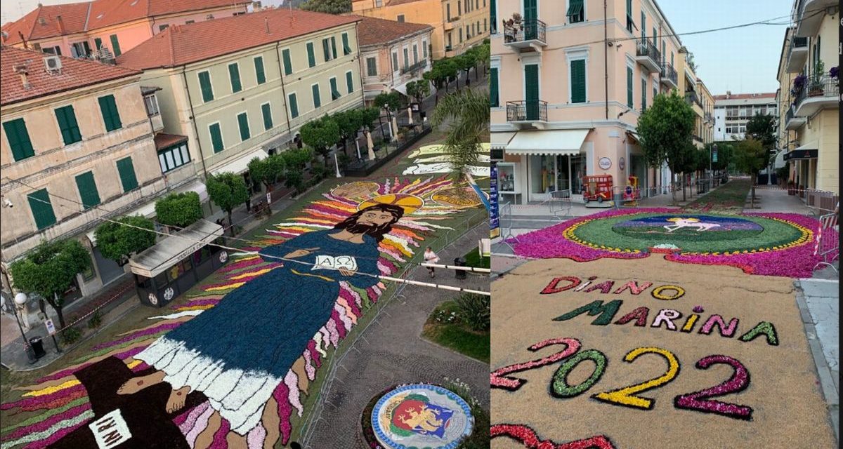 Le immagini dell’infiorata di Diano Marina, tornata con successo dopo due anni di pandemia