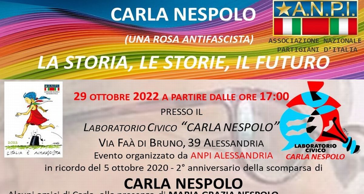 L’Anpi di Alessandria ricorda Carla Nespolo con una bella manifestazione