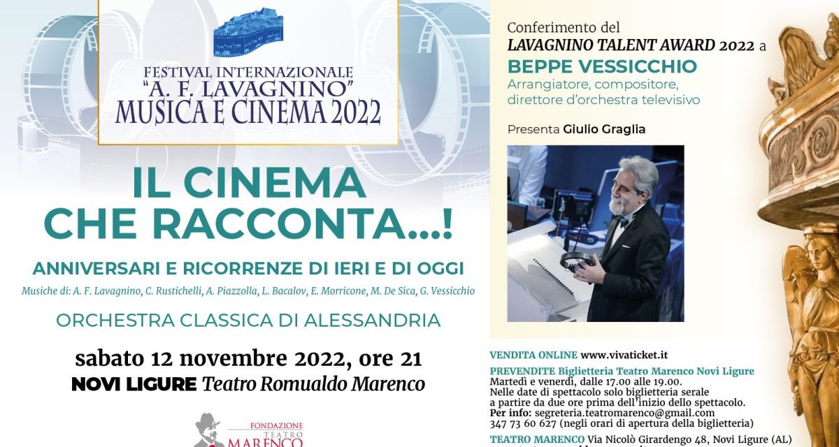 Sabato a Novi Ligure si conclude il Festival Lavagnino con il concerto “Il cinema che racconta…!”