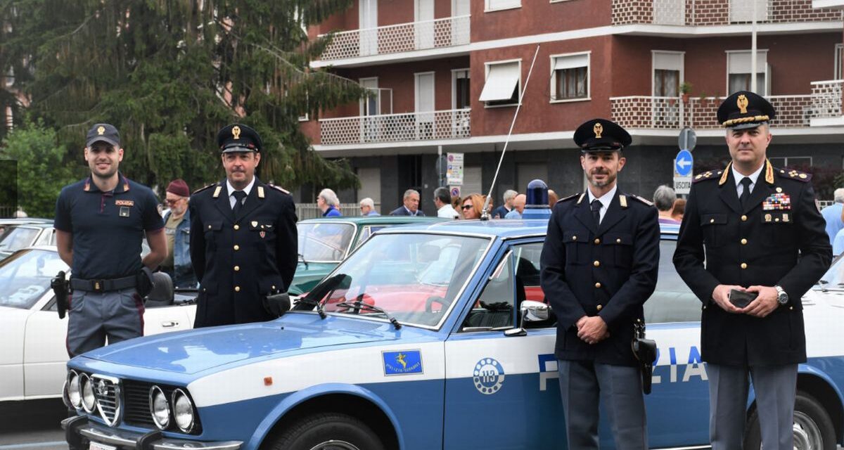 L’Alfetta del 1977 della Polizia di Stato di Alessandria alla manifestazione “Ruote nella storia”