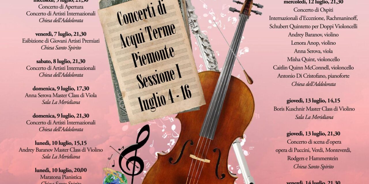 Ad Acqui Terme al via InterHarmony International Music Festival 2023 dal 4 al 30 luglio 