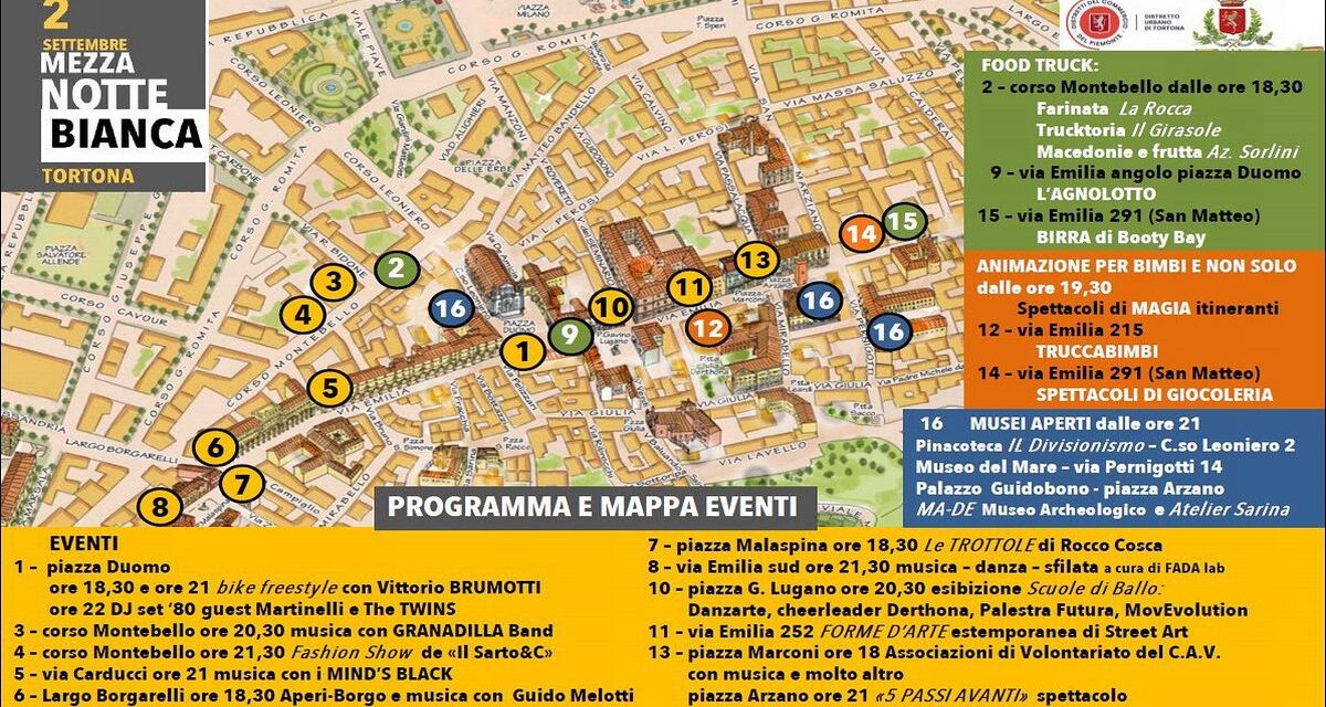 Ecco in un cartellone tutto il programma della (mezza) Notte Bianca domani a Tortona