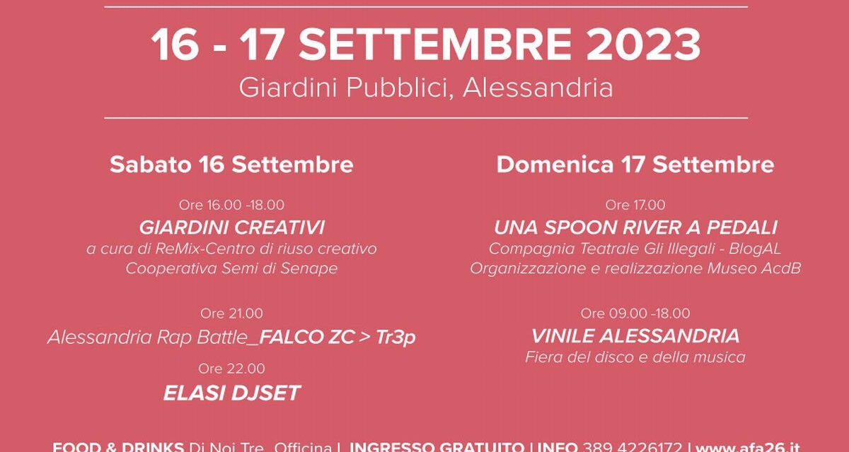 Sabato e Domenica a giardini di Alessandria le arti performative col rapper tortonese “Falco”
