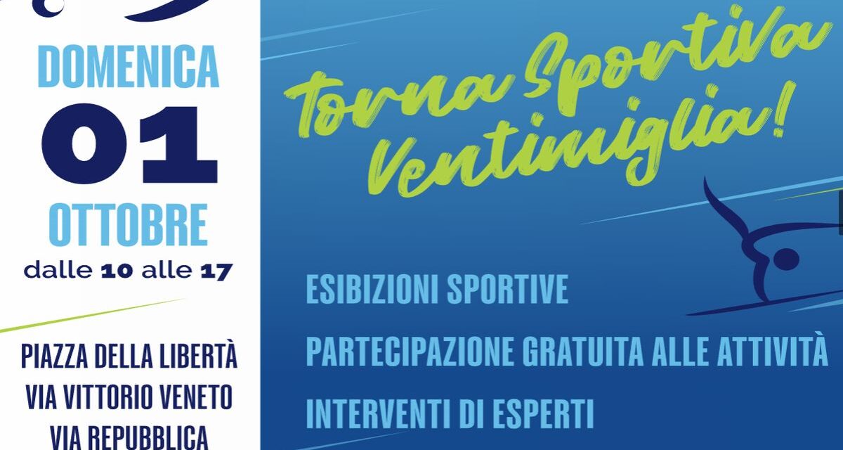Domenica 1° Ottobre a Ventimiglia la festa dello sport