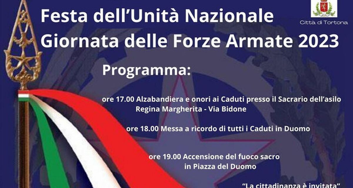 Ecco come sabato Tortona celebrerà la Festa dell’Unità Nazionale e Giornata delle Forze Armate