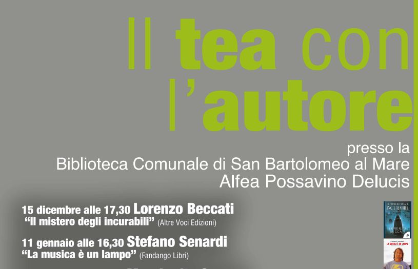 Venerdì 15 dicembre a San Bartolomeo torna il “Tea con l’autore”