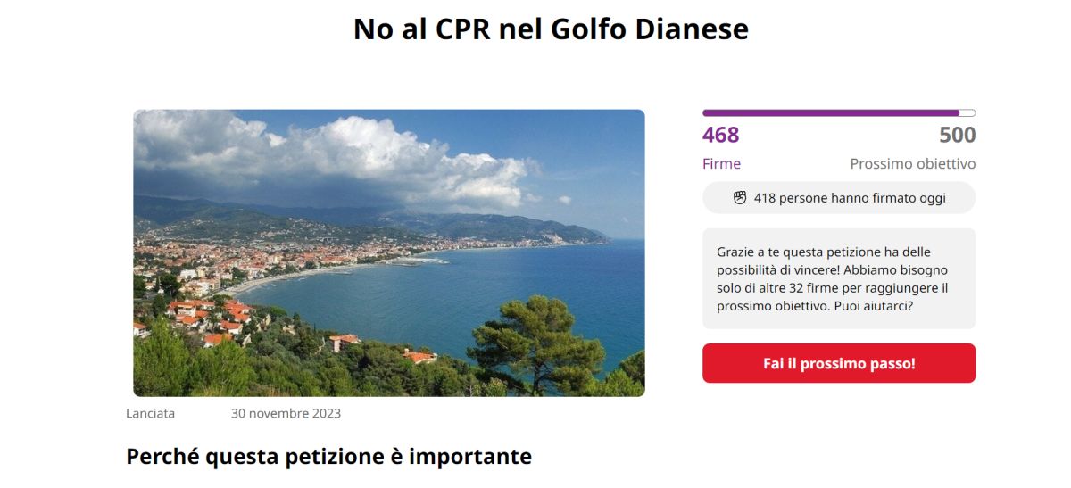 Già oltre 400 firme nella petizione online contro il centro Immigrati nel Golfo dianese