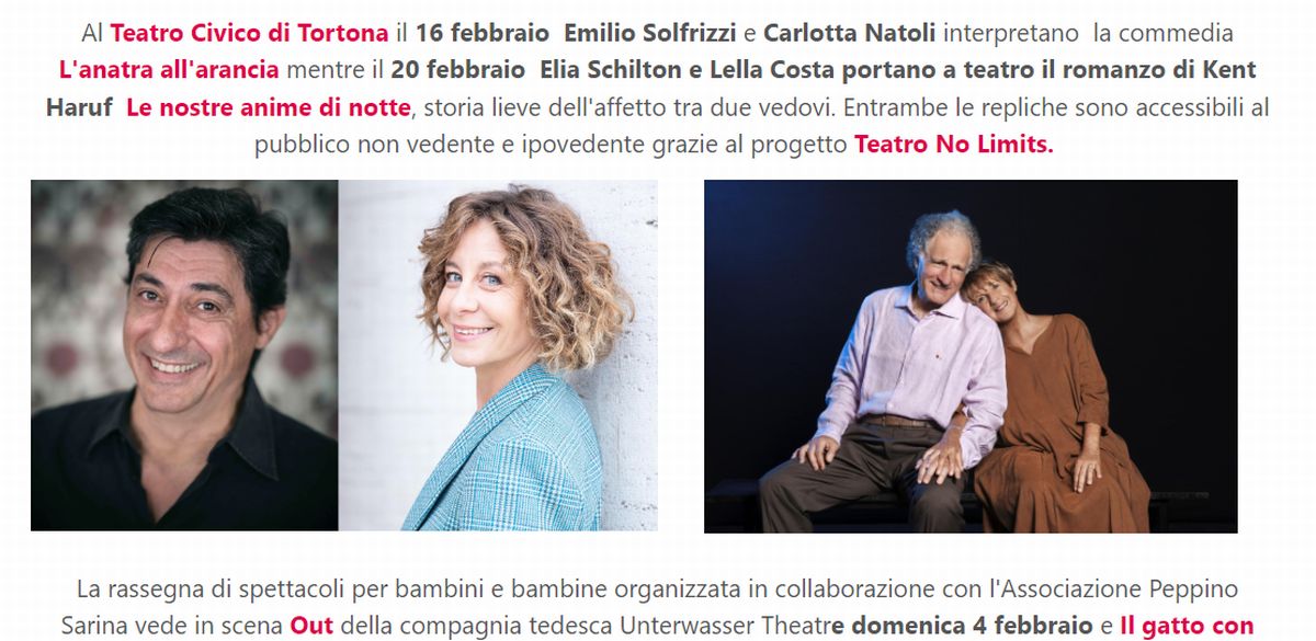 Gli appuntamenti teatrali in provincia di Alessandria a Febbraio