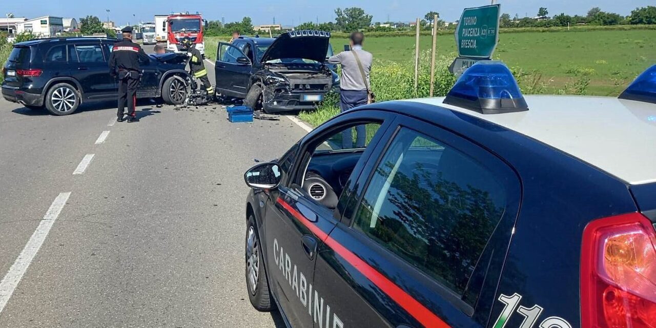 Schianto fra due auto fra Tortona e Viguzzolo, intervengono i Carabinieri